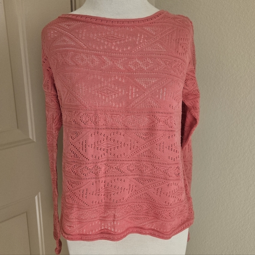 Peruvian Connection Coral Patterned Knit Long Sleeve Size S